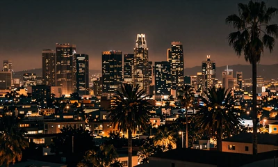 Los Angeles skyline at dusk with amber glow for meeting local singles